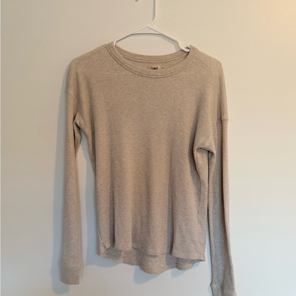 Faherty Beige Long Sleeve Thermal Top